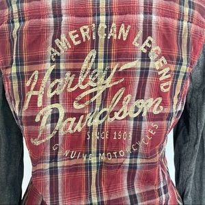 HARLEY DAVIDSON PLAID LONG SLEEVE WOVEN TOP